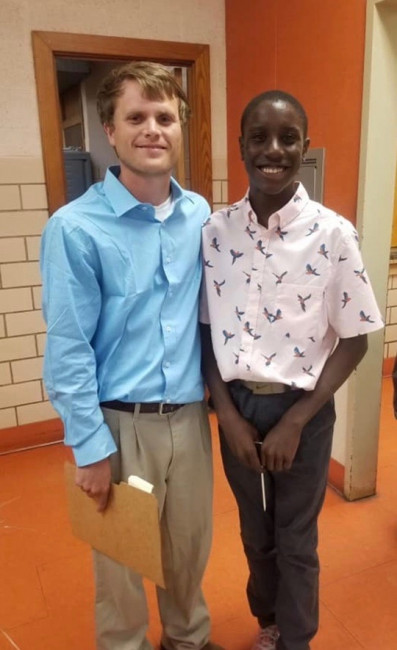 Brett with one of his favorite kiddos. We are so blessed to get to work at the same school district and  teach the same kids. 