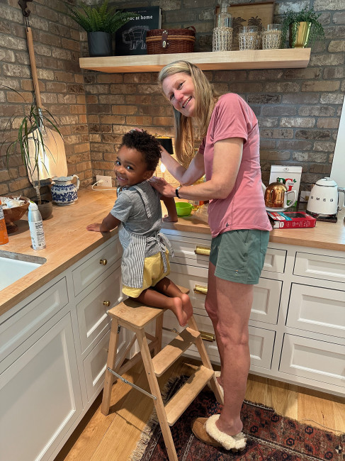 Lo's aunt sent us mini aprons all the way from England to encourage our tiny bakers!