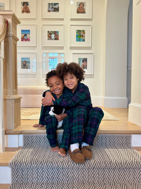 Obligatory Christmas pic at the top of the stairs before running down to see what Santa has left us!